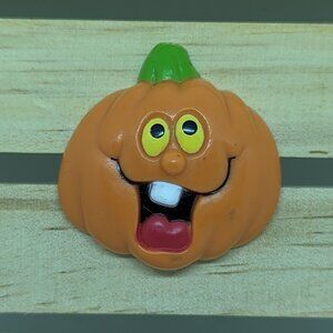 Russ Vintage Pumpkin Pin Halloween Brooch Orange Goofy Face Jack O'Lantern